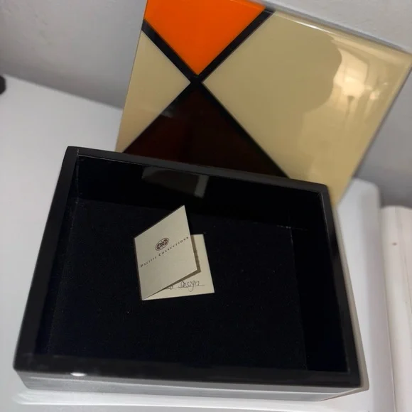 Pacific Connections Modern Orange and Cream Handcrafted Lacquered Wood Box